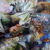 Shrimp on a String, Acrylic/Collage
approx. 24" x 48"